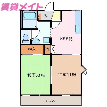 T-メゾン高花(2K/1階)の間取り写真