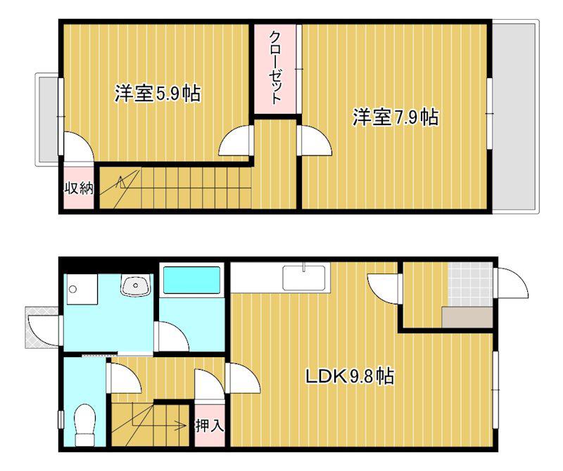 ボヌール幸澤(2LDK/1階)の間取り写真
