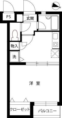 スカイコート五反田(1DK/2階)の間取り写真