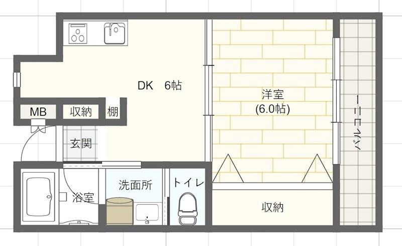 フェザントアイ蒲田(1DK/2階)の間取り写真