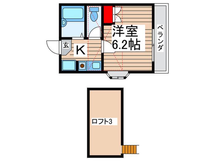 アトレイユY(1K/2階)の間取り写真