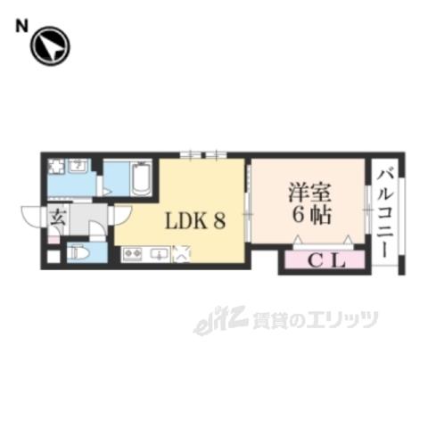 エリディア京田辺(1LDK/2階)の間取り写真