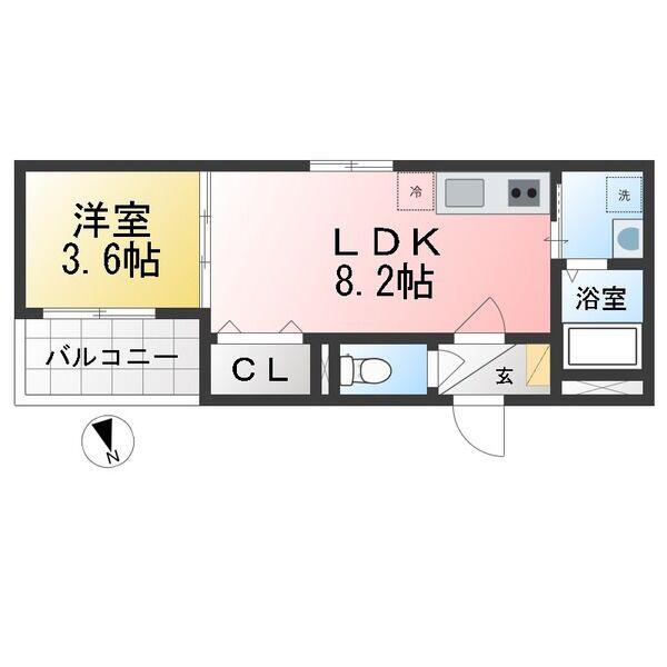 地下鉄鶴舞線 川名駅 徒歩3分 3階建 築1年(1LDK/3階)の間取り写真