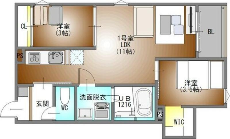 REGALEST名駅松原(2LDK/2階)の間取り写真