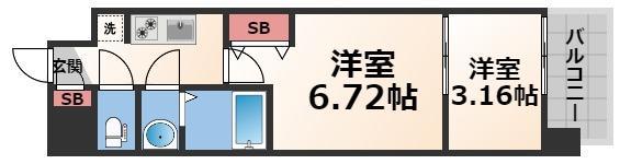 AELL OSAKA イースト(2K/10階)の間取り写真