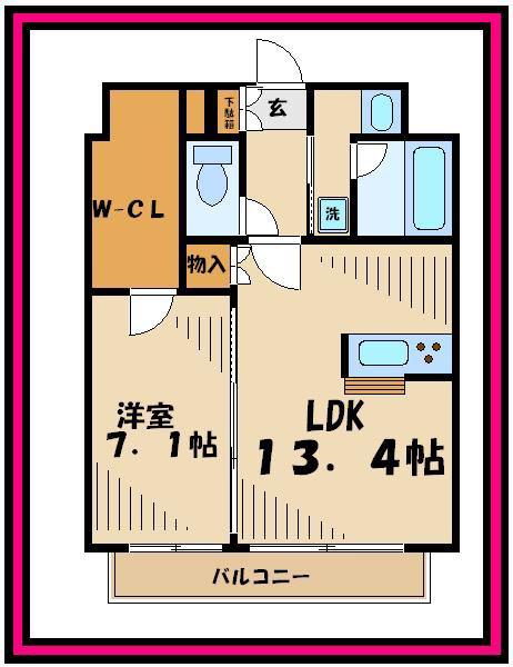 ウィスタリア調布(1LDK/3階)の間取り写真