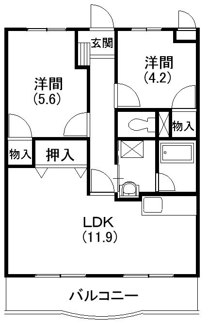 グランシャリオ(2LDK/3階)の間取り写真