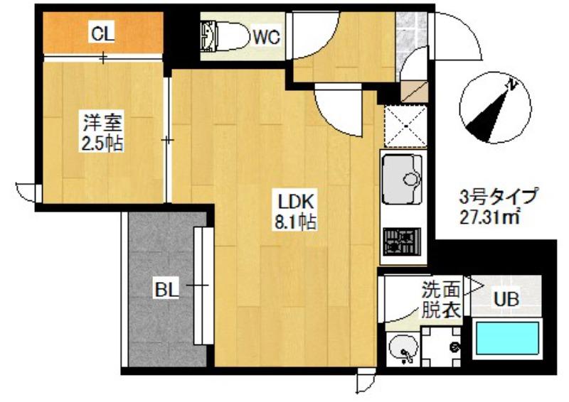 R-SMART 悦陽重陽(1LDK/1階)の間取り写真