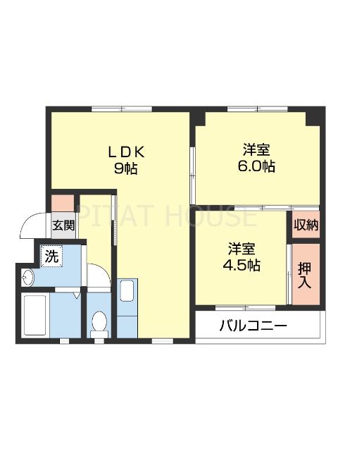 ハイツカクト(2DK/2階)の間取り写真