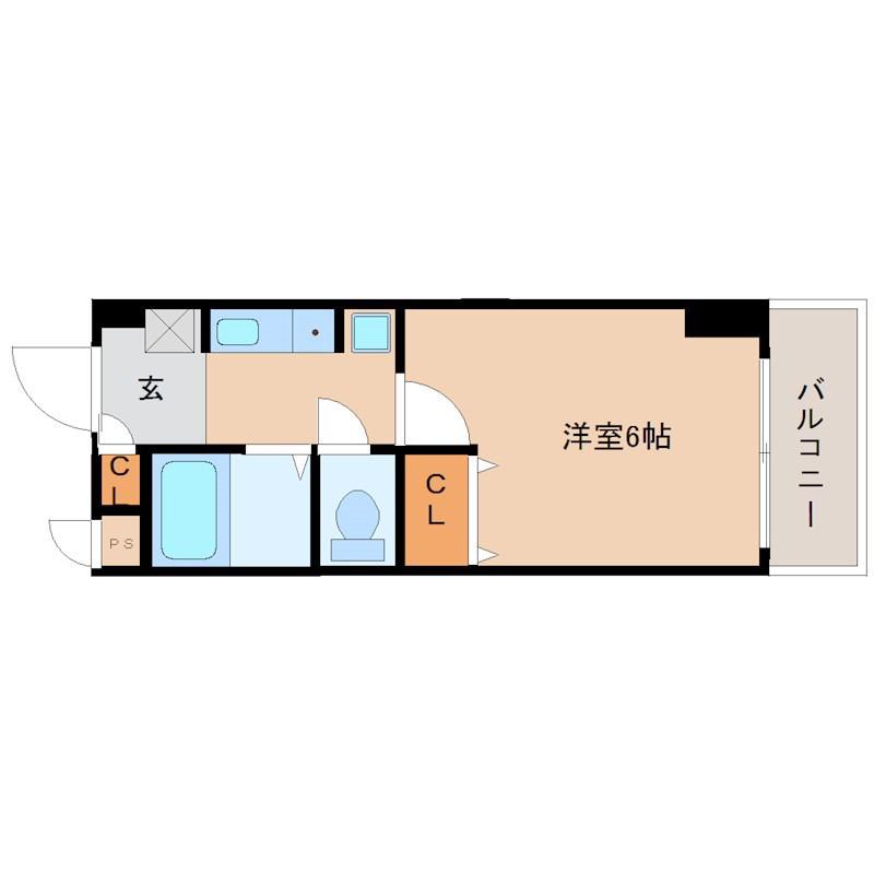リーガルコート塚口(1K/2階)の間取り写真