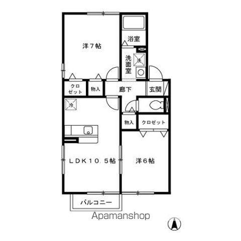ウィルモア干隈(2LDK/2階)の間取り写真