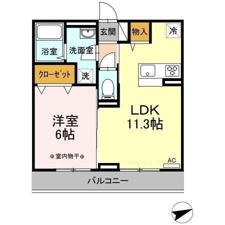 D-ROOM中町(1LDK/2階)の間取り写真