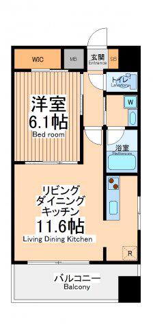 ズーム府中(1LDK/7階)の間取り写真