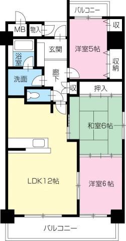 VISTA GRANDE TOKUSHIMA(3LDK/3階)の間取り写真