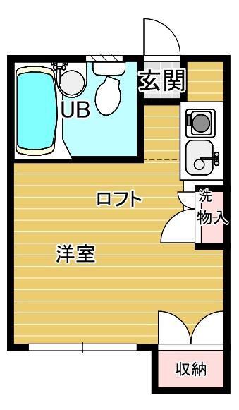 ピュアハウス鶴ヶ峰I番館(ワンルーム/2階)の間取り写真