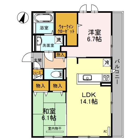 クレール桃山台(2LDK/2階)の間取り写真