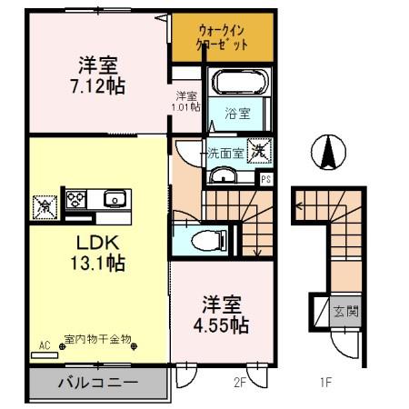 ルアーナ(2LDK/2階)の間取り写真