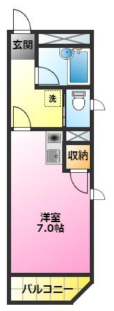 クラウドコート(ワンルーム/4階)の間取り写真