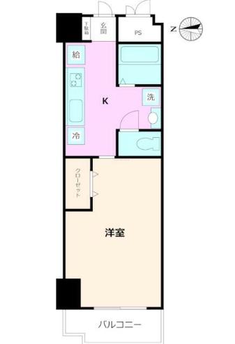 錦糸町ハイタウン(1K/4階)の間取り写真