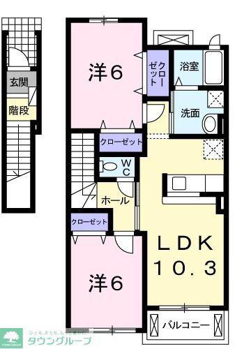 サウスセブンI(2LDK/2階)の間取り写真