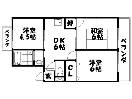 ロイヤルハイツ(3DK/4階)の間取り写真