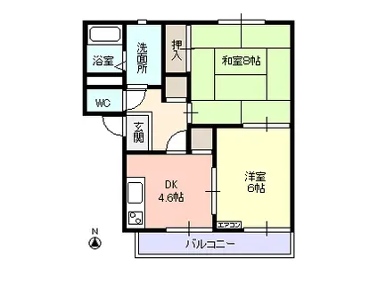 フレグランス ポワール(2DK/2階)の間取り写真