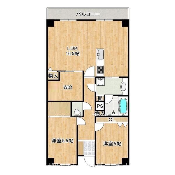フェニックスコート交野IPHOENIX COURT(2LDK/4階)の間取り写真