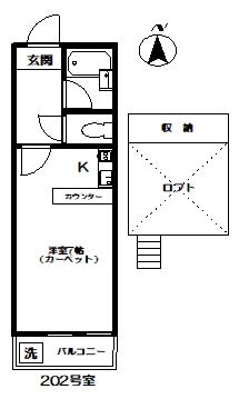 ホームズ アイリス(1K/2階)の間取り写真