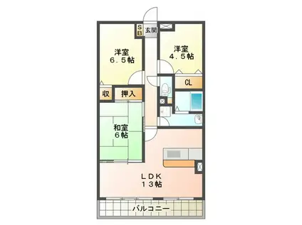 レジデンス若松(3LDK/3階)の間取り写真