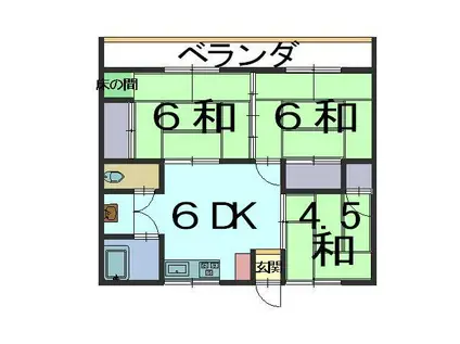 アキ建設ビル(3DK/4階)の間取り写真
