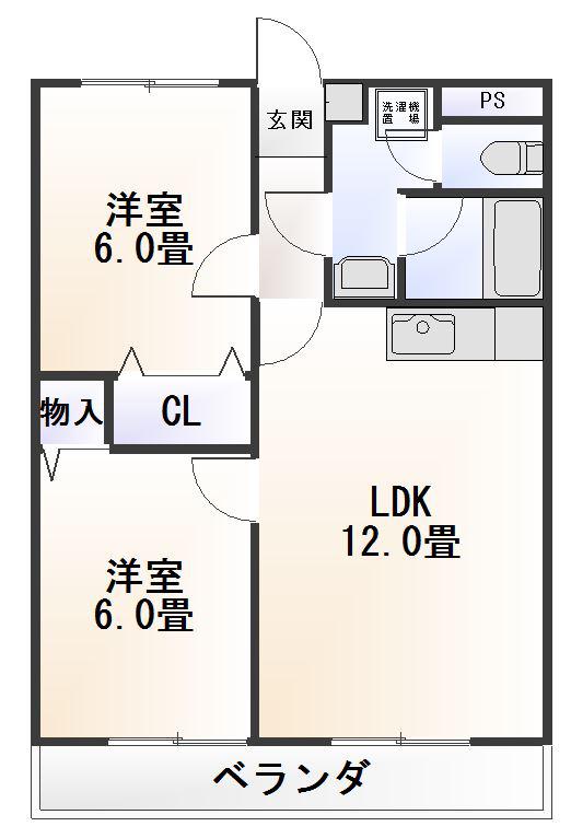 メイプルガーデンA(2LDK/2階)の間取り写真