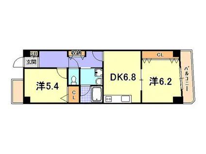 柳原ビル(2DK/3階)の間取り写真