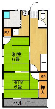 江津ハイム(2K/2階)の間取り写真