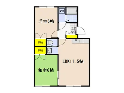 プレイスS(2LDK/2階)の間取り写真