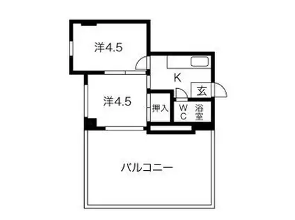 中駒新栄レオンビル(2K/6階)の間取り写真