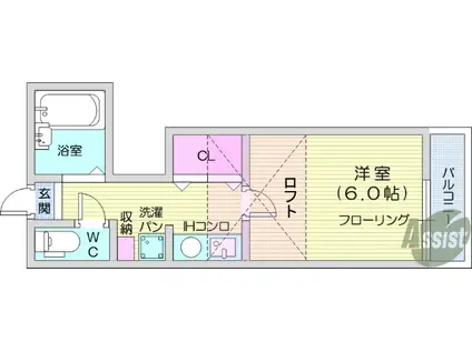 ゴールドレジデンス高崎(1K/1階)の間取り写真