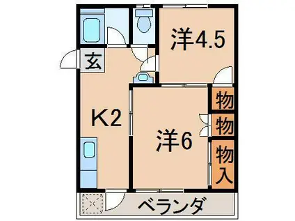 堀川マンションA棟(2K/3階)の間取り写真