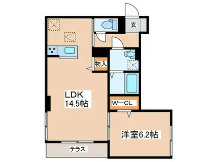 アメジスト東海岸北三丁目(1LDK/1階)の間取り写真