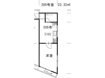 メイクスIII今宿(1K/2階)の間取り写真