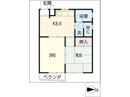 加福ハイツIII(2K/1階)の間取り写真