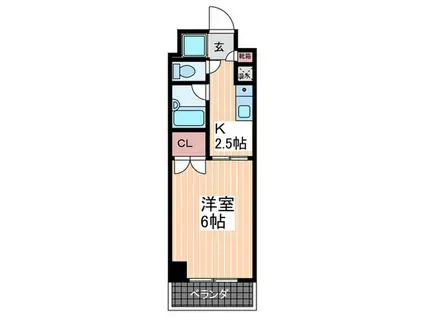 稲田第二ビル(1K/3階)の間取り写真