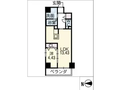 GRANDUKE正木(1LDK/9階)の間取り写真