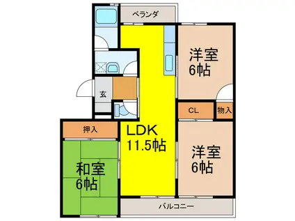 桜台マンション(3LDK/1階)の間取り写真