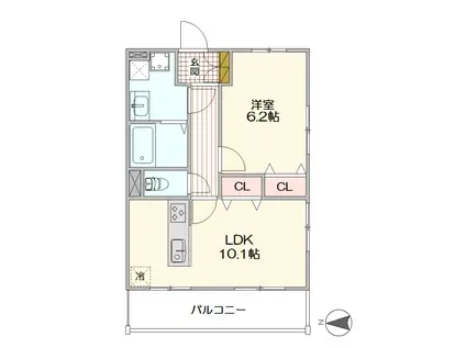 SAKURA HALE(1LDK/2階)の間取り写真