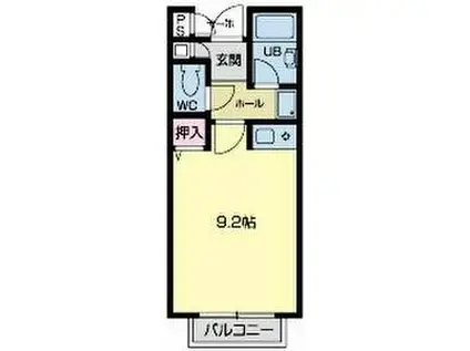 ドーム高峯(ワンルーム/1階)の間取り写真