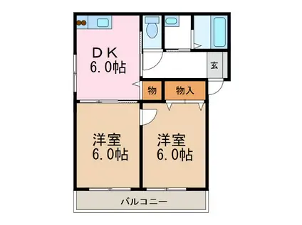 平田の森奏風館(2DK/1階)の間取り写真