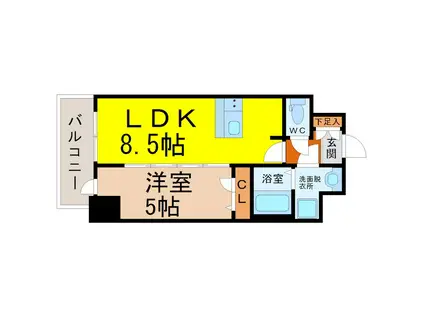 アステリ鶴舞テーセラ(1LDK/14階)の間取り写真