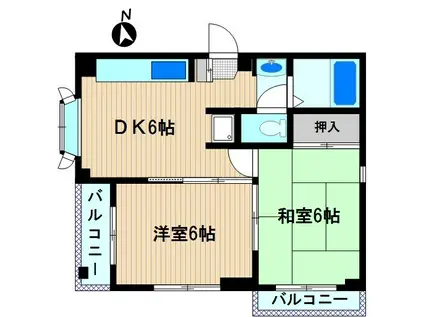 コーポ吉田(2DK/2階)の間取り写真