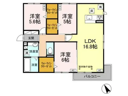 東田中PJVI(3LDK/1階)の間取り写真