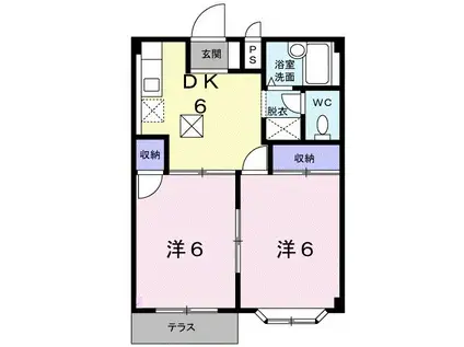 ホワイトルーム飯村B(2DK/1階)の間取り写真